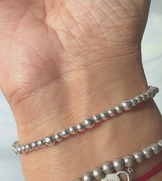 Sterling Silver Beaded Bracelet - Model Shot 